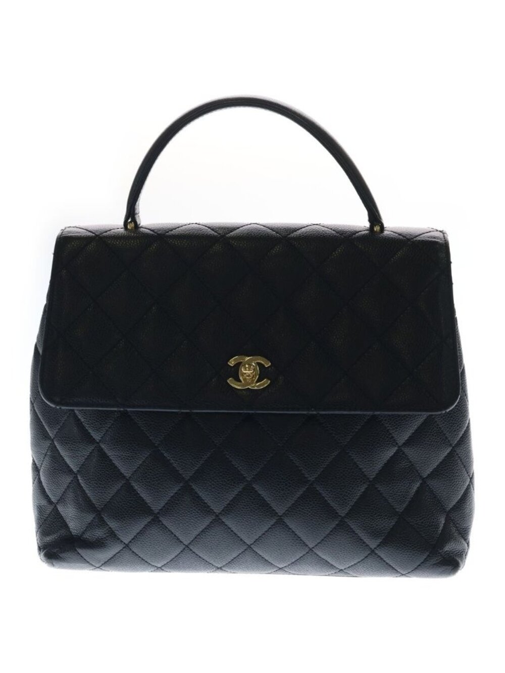 Chanel Quilted CC Logo Turnlock Top Handle Kelly Handbag